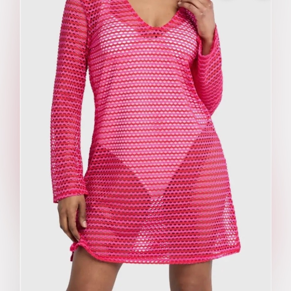 Time and Tru Pink Crochet Swim Cover-Up